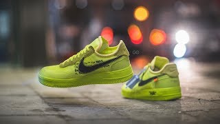 OffWhite x Nike Air Force 1 Low quotVoltquot Review amp OnFeet [upl. by Anahsahs]