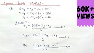 Gauss Seidel method  Gauss Seidel Method Example [upl. by Adnawahs]