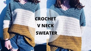 Quick and Easy Crochet V Neck Sweater S5XL [upl. by Roxanna]