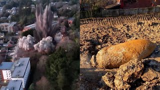 Massive Explosion From 80YearOld WWII Bomb Shown by Drone [upl. by Razid301]