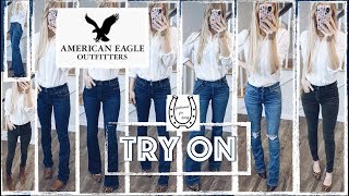 american eagle jeans try on haul [upl. by Anahsek]