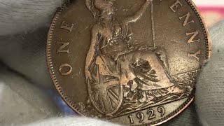 1929 Big Georgivs V One Penny Coin UK [upl. by Devondra]