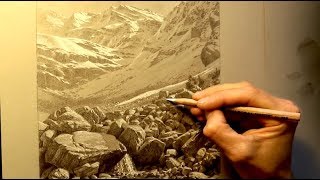 Drawing a Rocky Mountain Landscape  SKETCHENDEAVOUR 4 [upl. by Odetta589]