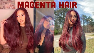 FIRST TIME DYEING MY HAIR MAGENTA RED [upl. by Rubio]