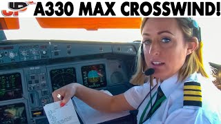 Landing AER LINGUS A330 with MAXIMUM CROSSWIND  Cockpit Views [upl. by Aramit]