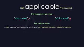 Applicable Meaning And Pronunciation  Audio Dictionary [upl. by Marje]