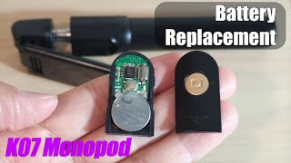 How to Open and Replace the Remote Battery for K07 Bluetooth Monopod Selfie Stick [upl. by Ahsirak]