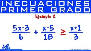 Inecuaciones de primer grado con fracciones  Ejemplo 2 [upl. by Fredenburg482]