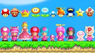 New Super Mario Bros U Deluxe  All Toadette PowerUps [upl. by Encrata]