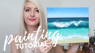 PAINTING TUTORIAL Acrylic Ocean for Beginners  Katie Jobling Art [upl. by Tabitha]