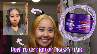 HOW TO GET RID OF BRASSYYELLOW HAIR with deep purple hair mask [upl. by Dranyer]