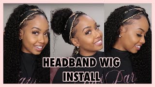 How To Apply Headband Wig  Glueless Wig Install  DONMILY HAIR [upl. by Sined]