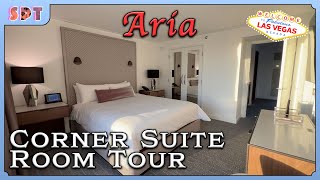 Aria Las Vegas  Beautiful Corner Suite Room Tour [upl. by Rimahs]