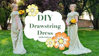 DIY Regency Drawstring Dress  With Pattern [upl. by Anoirb]