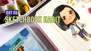 Animal Crossing New Horizons Fan Art  Sketchbook Habit Day05 [upl. by Eehsar]