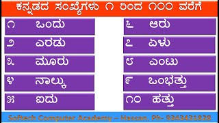 1 to 100 numbers in Kannada Kannadadha Sankegalu  by SOFTECHCOMPUTERACADENYHASSAN [upl. by Donadee431]