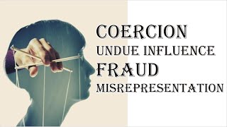 Coercion Undue Influence Fraud Misrepresentation  Indian Contract Act 1872  Law Guru [upl. by Nylesoy]