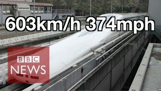 Japan Worlds fastest train 603kmh  BBC News [upl. by Danzig865]