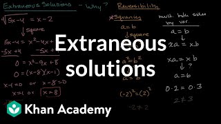 Extraneous solutions  Equations  Algebra 2  Khan Academy [upl. by Barbara832]