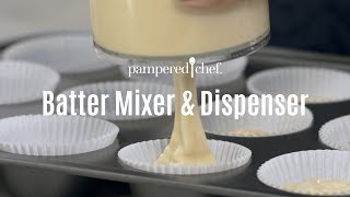 Batter Mixer amp Dispenser  Pampered Chef [upl. by Ellerd]