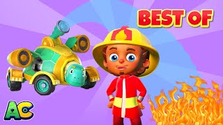 The Best of FIREFIGHTER Cartoons  cartoons for kids with trucks amp animals [upl. by Samid]