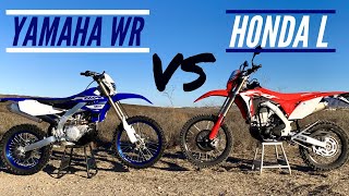 HONDA CRF 450L vs YAMAHA WR 450BIKE TEST [upl. by Wadlinger]