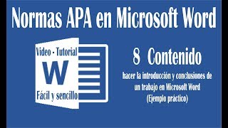 Vídeo 8 hacer introducción y conclusión en un trabajo de Word según normas APA sexta edición [upl. by Dania]