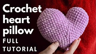 Crochet heart pillow pattern  Free amigurumi heart pillow tutorial  Gift for Valentines [upl. by Terrilyn]