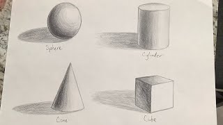 How To Draw a Sphere Cylinder Cone Cube [upl. by Enitsirhc]