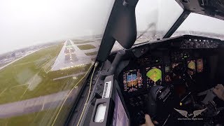 Stormy crosswind landing in LGW  Boeing 737 Captains view [upl. by Ahsad]