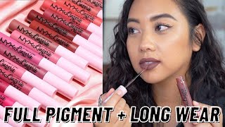 NYX Lip Lingerie XXL Matte Liquid Lipstick  SWATCHES  REVIEW [upl. by Lener106]