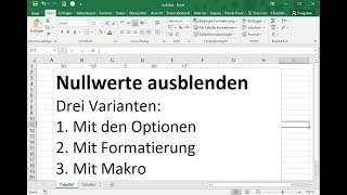 Excel Nullwerte ausblenden [upl. by Bolitho]