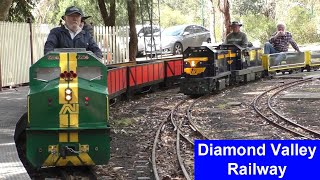 Lots of miniature trains The Diamond Valley Railway Eltham Australia [upl. by Crichton834]