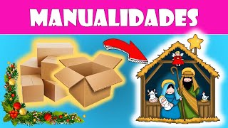 🏡 Cómo Hacer un pesebre  el nacimiento de Jesús Con cartón reciclado 🎄⛄♻ [upl. by Burnham]