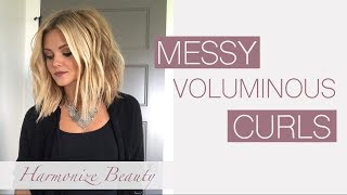 Voluminous Messy Curls  HarmonizeBeauty [upl. by Koosis]