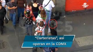 Captan a mujeres “carteristas” durante robo en el Centro de la CDMX [upl. by Newfeld]