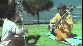 Ravi Shankar teaches George Harrison how to play sitar 1968 Rishikesh India HQ RARE [upl. by Ecirtaeb184]