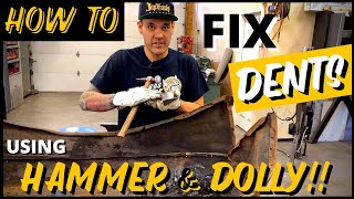 How To Use a Hammer amp Dolly to Smooth DENTS in Sheet Metal  Sheet Metal Repair Techniques PART 1 [upl. by Atiuqram111]