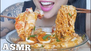 ASMR SPICY CHEESY NOODLES  CHEESY RICE CAKES  KING CRAB EATING SOUNDS NO TALKING  SASASMR [upl. by Eissirhc]