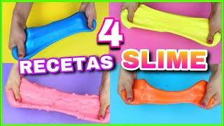 4 RECETAS PARA HACER SLIME  SLIME FÁCIL Y SIN BÓRAX  NatyGloss [upl. by Malinda69]