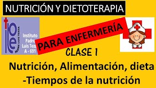 CLASE 1 NUTRICION ALIMENTACION TIEMPOS DE LA NUTRICION Y DIETA [upl. by Enetsuj]