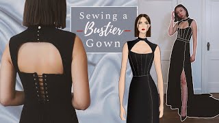 Sewing a Bustier Gown  DIY Evening Dress  Altering Corset Pattern Sewing Vlog [upl. by Elleirad]