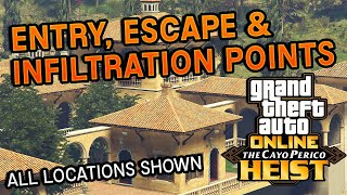 ALL Entry Escape and Infiltration Points in Cayo Perico Heist  GTA 5 Online [upl. by Nytram]