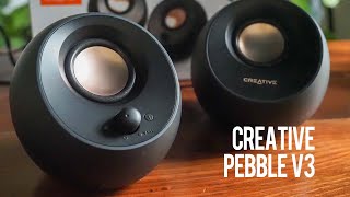 Creative Pebble V3 Stylish Yet Powerful Minimalistic Speakers [upl. by Idissak512]