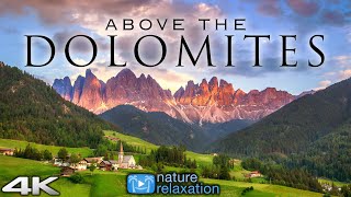 ABOVE THE DOLOMITES 4K Italy 1 Hour Ambient Drone Film in 4K UHD  Calming Music for Stress Relief [upl. by Gnuhc40]