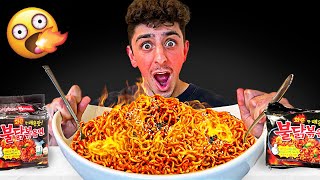 Eating the Worlds SPICIEST Noodles  Korean Noodle Challenge [upl. by Randy]