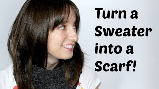 How to Make a Scarf From a Sweater Easy DIY NoSew Option  TheKateeMeow [upl. by Sibilla]