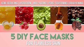 5 DIY FACE MASKS for flawless skin  Homemade Natural ACNE remedies  Anti Ageing etc  PEACHY [upl. by Gaylene]