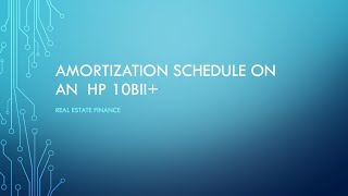 Amortization on HP 10bII [upl. by Neeluqcaj]