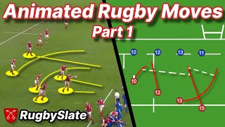 The BEST Rugby Moves Compilation  Animated Playbook  Part 1  RugbySlate [upl. by Lekcim]